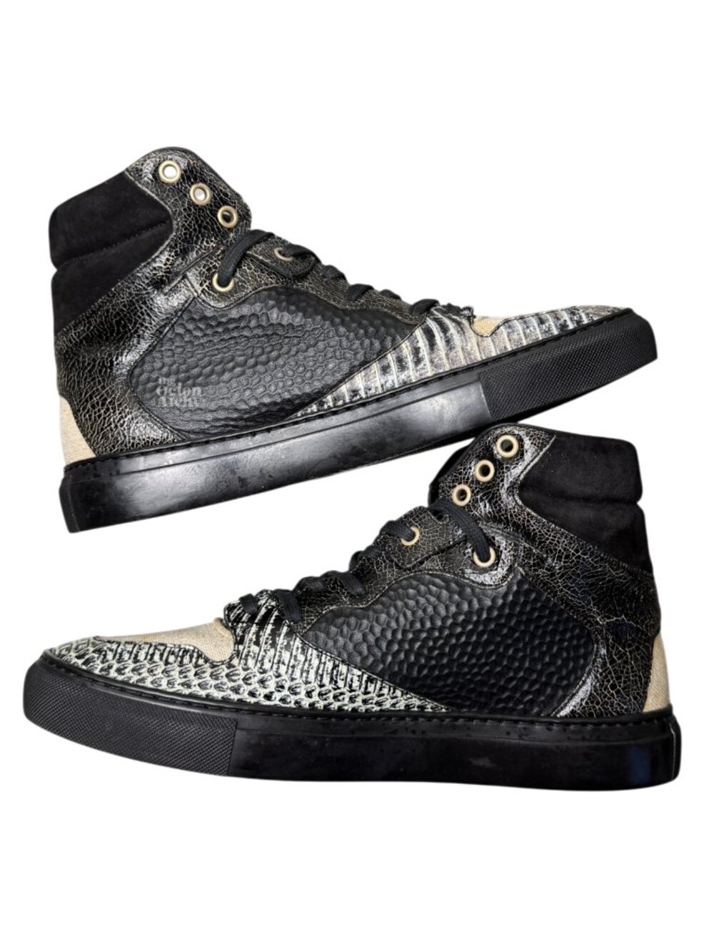 Vintage Balenciaga High Top Sneaker Black/Snakeskin Mismatched Sizes (40L & 41R) - Picture 7 of 14